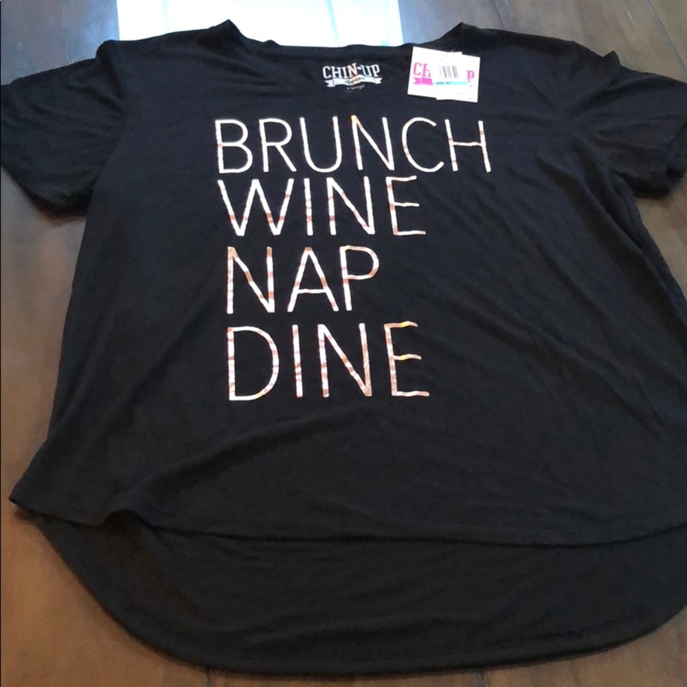 Black high low T-shirt - with metallic print